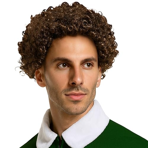 Xambop Short Curly Dark Brown Rocker Party Wig Halloween Christmas