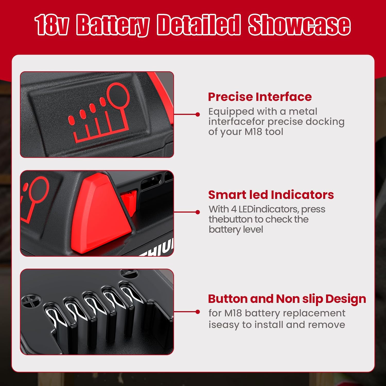 Battery Replacement for Milwaukee M18: 18v Lithium-ion 6.0Ah Batteries Compatible with 48-11-1850 48-11-1852 48-11-1820 48-11-1828 48-11-1830 Cordless Power Tools (2-Packs)