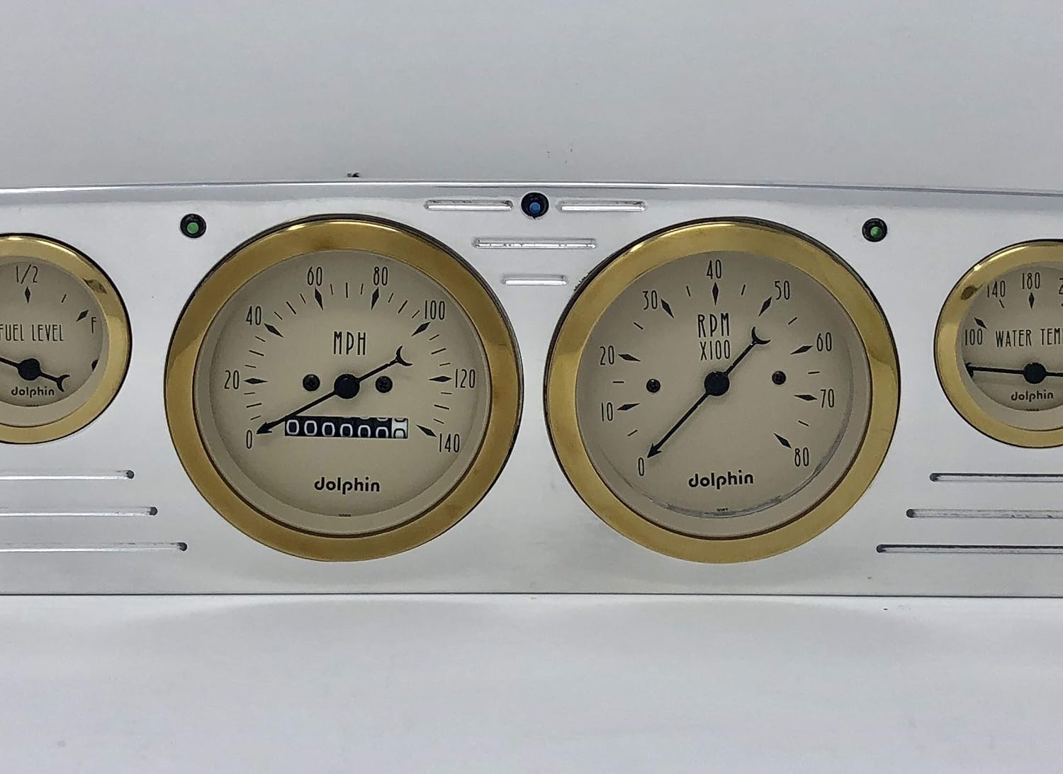 Dolphin Gauges Compatible with 1957 1958 1959 1960 Ford Truck 6 Gauge Dash Cluster Panel Set Mechanical Gold Bezel