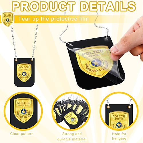Miniatura 3 de 12 piezas de insignias de oficial de policía de juego de simulación, policía policial, policía, Fbi, accesorio de insignia falsa con cadena,