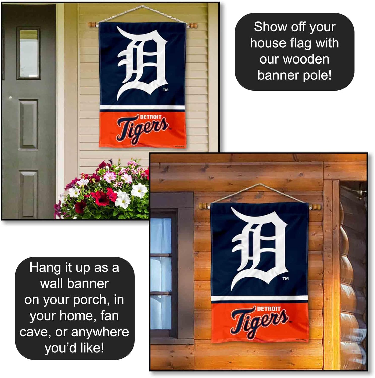 Detroit Double Sided House Flag