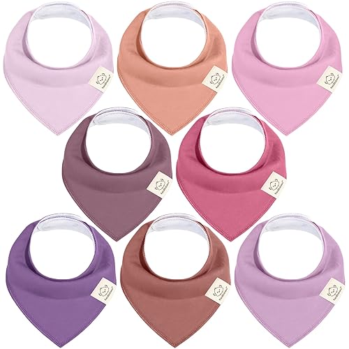 Miniatura 1 de Paquete de 8 baberos orgánicos tipo bandana para niñas - Baberos tipo bandana de algodón suave superabsorbentes para bebés niñas, bebés niños,