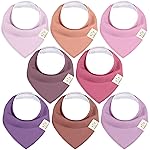 KeaBabies 8-Pack Organic Baby Bandana Bibs for Girls - Super Absorbent Triangle Baby Bibs for Drooling and Teething Infant, 100% Cotton Extra Soft for Newborn, Infant 0-36 Months (Lilac)