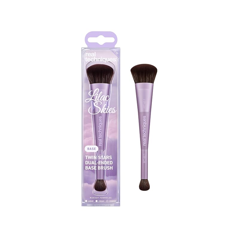 Pincel de maquiagem para base com duas pontas Real Techniques Lilac Skies Twin Stars RT461, 1 unidade