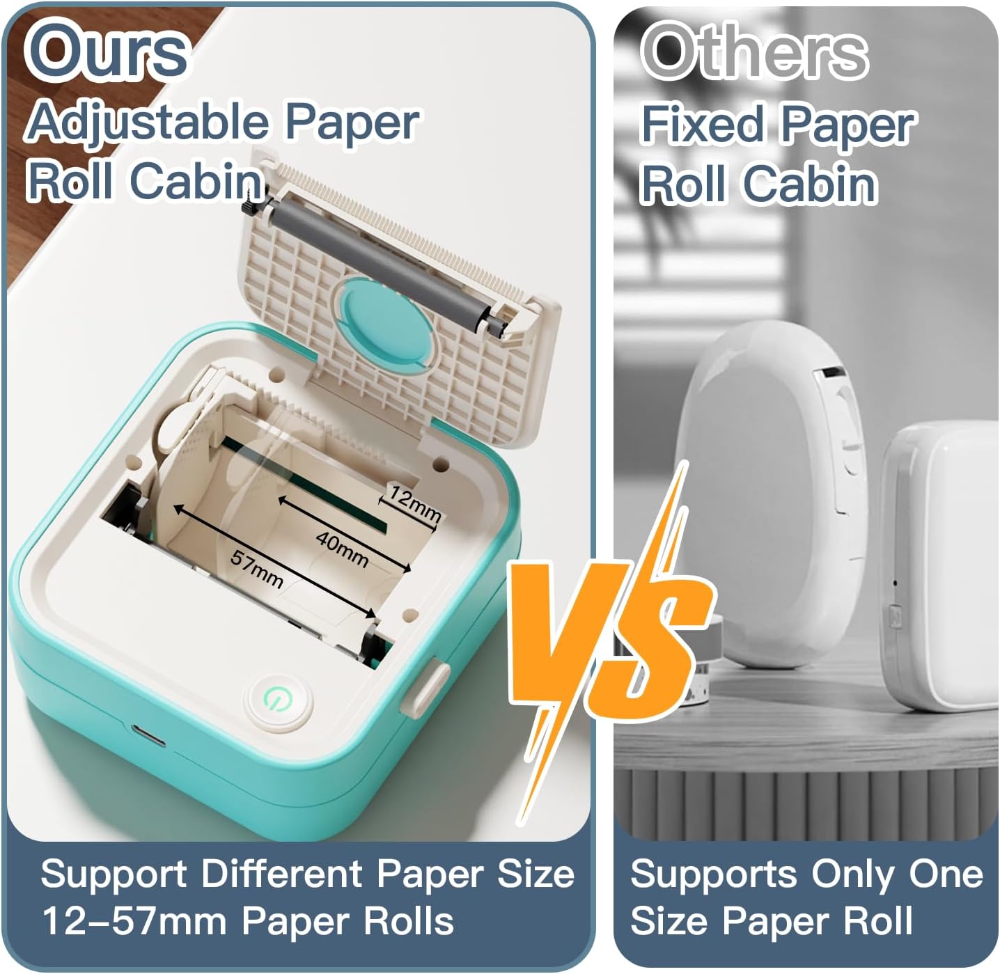 Label Maker Machine with Tape, Little Printer, Portable Thermal Printer Compatible with iOS & Android, Sticker Maker for School, Home, Office, Photos, Notes (Blue) - Image 2