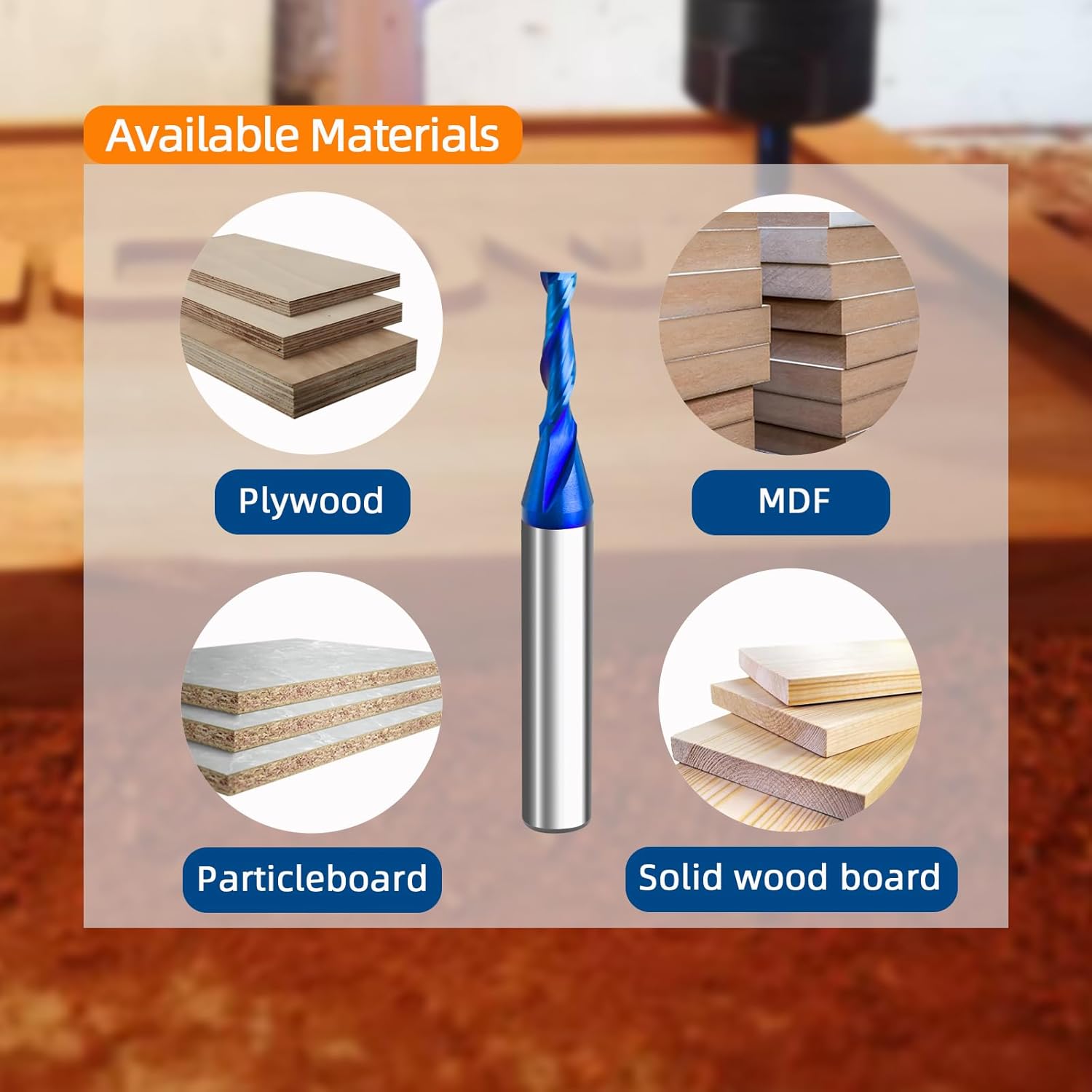 5PCS Spiral Upcut Router Bit 1/4" Shank 1/8" Cutting Dia 2" OAL with Nano Blue Coating Solid Carbide for CNC & Wood & Plastic Routing,Engraving,Grooving