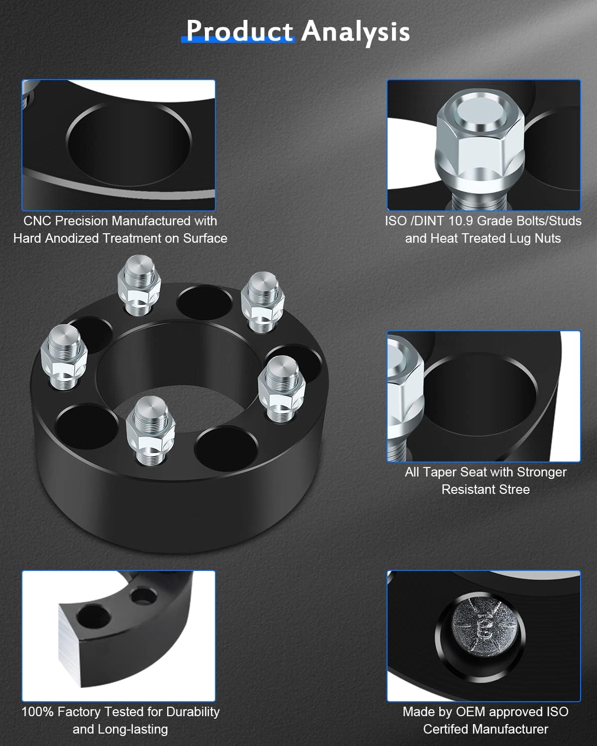 ECCPP Two Pair of 5x4.5 Wheel Spacers 5 Lug 50mm (2") 5x114.3 (5x4.5) with 12x1.5 Studs Fits 2003-2008 for Escape Accord for Tiburon for rav4