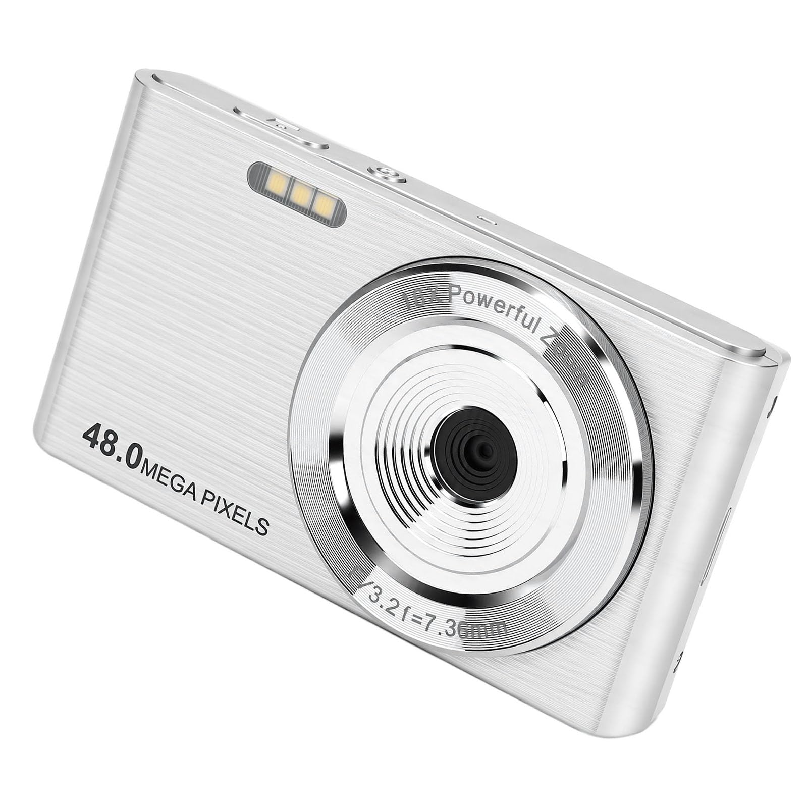 Fabater Fotocamera Digitale 4K per Fotografia, Fotocamera per Vlogging da 48 MP con Schermo LCD da 2,8 Pollici e Zoom 16X, Fotocamere da Viaggio Compatte per Adolescenti Adulti (SILVER)