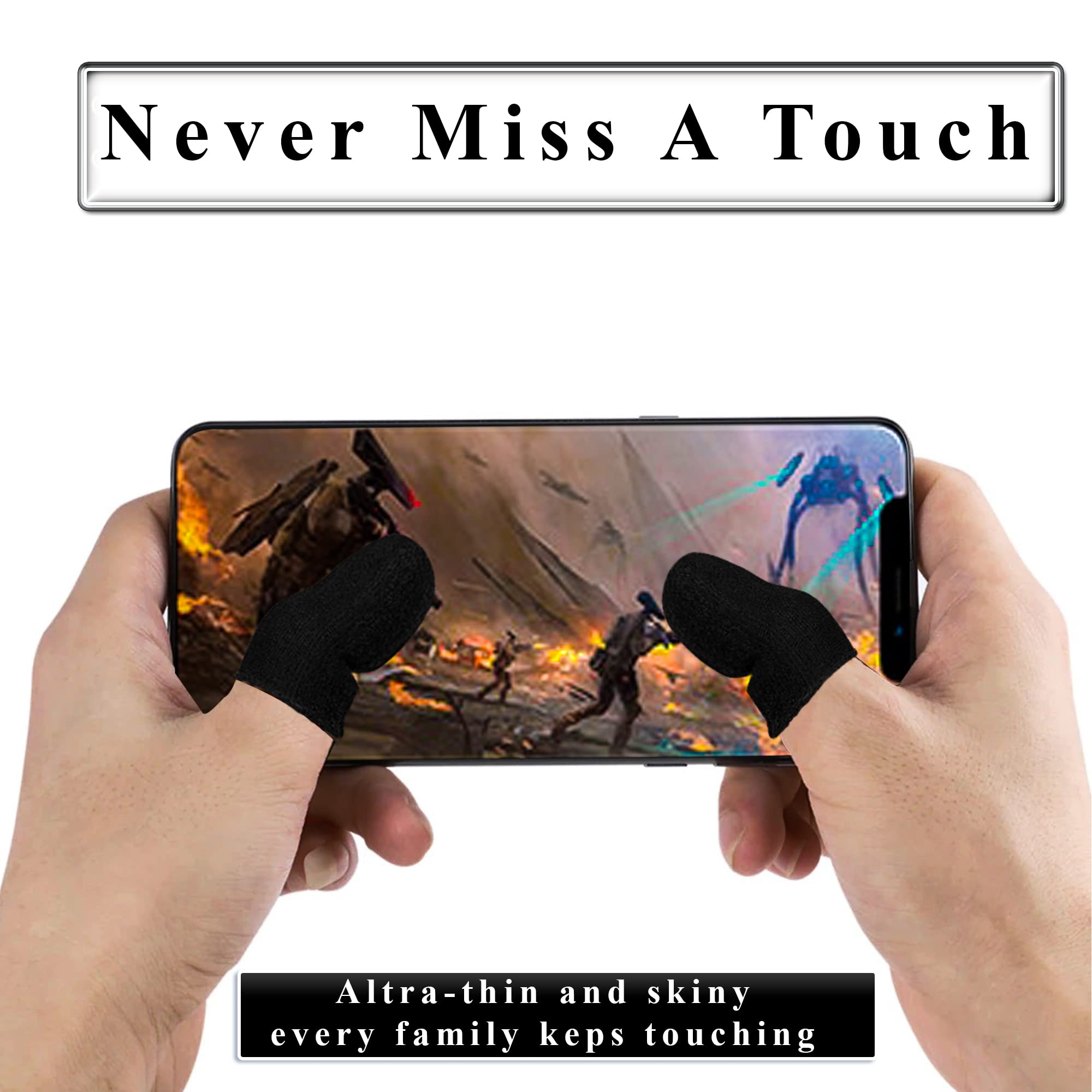 Lot de 4 manchons de doigt pour jeux mobiles, fonctionnement fluide, anti-transpiration, extrêmement fins, compatibles avec téléphones portables et tablettes