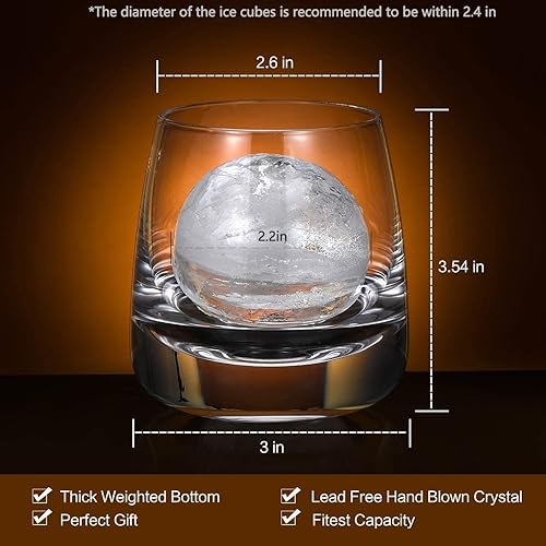 Miniatura 4 de TOOWELL Juego de 4 vasos de whisky a la antigua, vasos de cóctel para licor de bourbon escocés y bebidas de cóctel, base pesada, vasos de rocas de 9