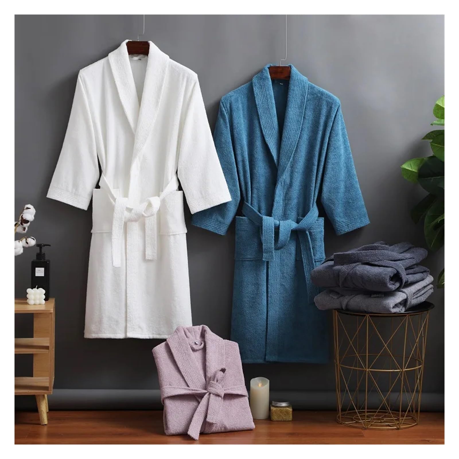 Accappatoio for coppie in cotone, nuovo accappatoio for donne e uomini, assorbente for l'acqua, camicia da notte, morbido, abbigliamento for la casa, accappatoi solidi per CASA, SPA, SAUNA