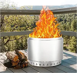20.5'' Smokeless Outdoor Fire Pit - 24lbs Stainless Steel Wood Burning Stove w/360° Airflow & Ash Pan, Portable Fireplace for 4-6 People, Backyard, Patio, Camping