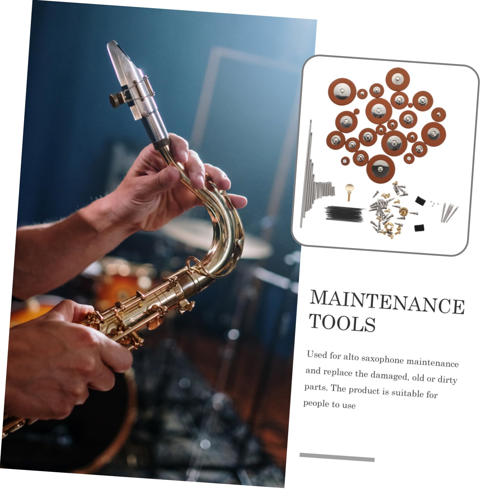 Altsaxophon Reparaturset 1 Satz für Ersatzteile und Wartung | Metall und Schafleder, B-ausführung, für Blasinstrumenten Selbstgemacht, Zubehör für Wind Enthusiasten Zufällige Farbe