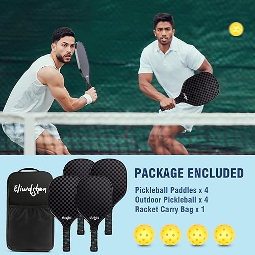 Miniatura 6 de Juego de 2 o 4 palas de pickleball con bolas de pickleball y bolsa  Las raquetas están hechas según los estándares USAPA  Fibra de carbonofibra de