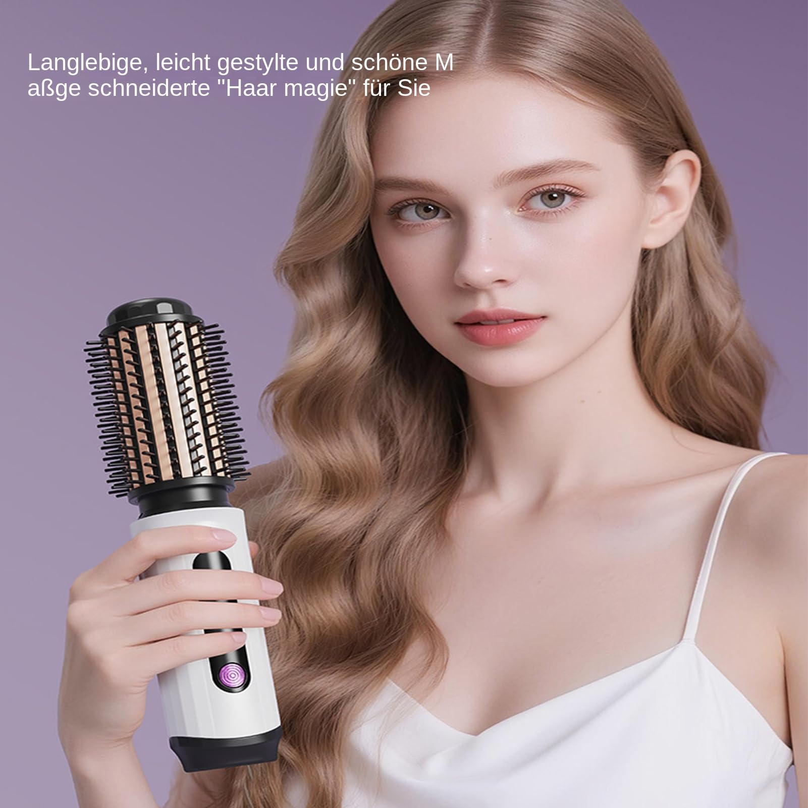 Beheizte Lockenbürste - Ionic Curler Kammstab | 3 Temperaturstufen Lockenbürste für Frauen, Männer, Salon, Föhnfrisur, Look, Weniger Frizz, Glanzsteigerung, Weniger Schäden, Styling, Haarpflege