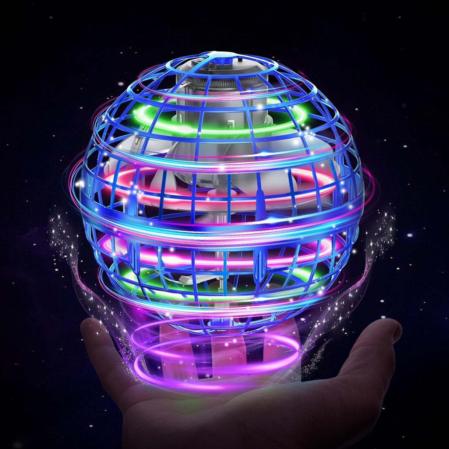 Yerdos Flying Ball Toys ，Hover Ball Cosmic Globe Boomerang,Flying Spinner Toy， UFO RGB Cool Stuff Globe Orbi Magic Boomerang Hand Controller Mini Drone