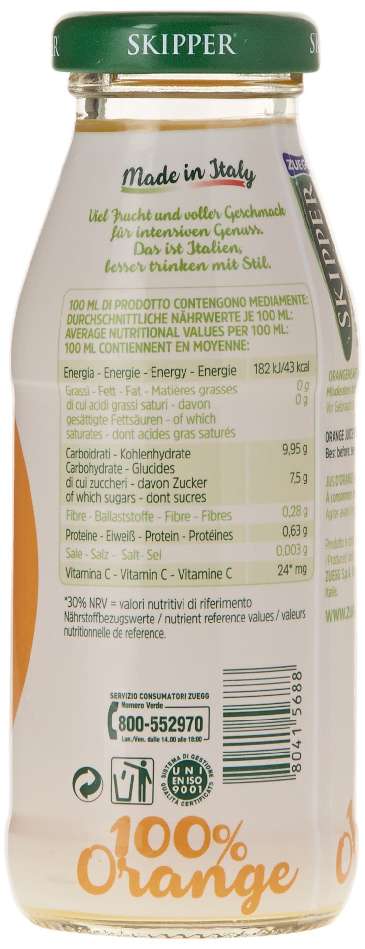 ZUEGG Jus d'Orange Skipper Bar 200 ml - Pack de 24