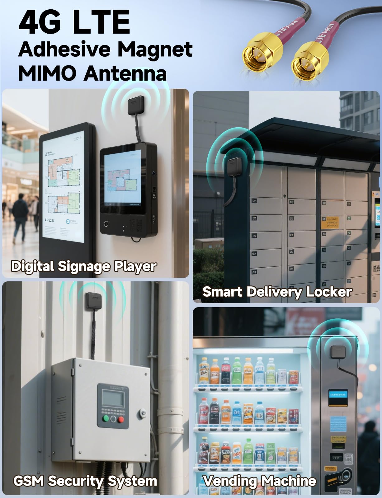 Superbat Antenne MIMO 4G LTE Ultra Plate Omnidirectionnelle avec Double Connecteur SMA Mâle Compatible avec Les Routeurs 4G LTE