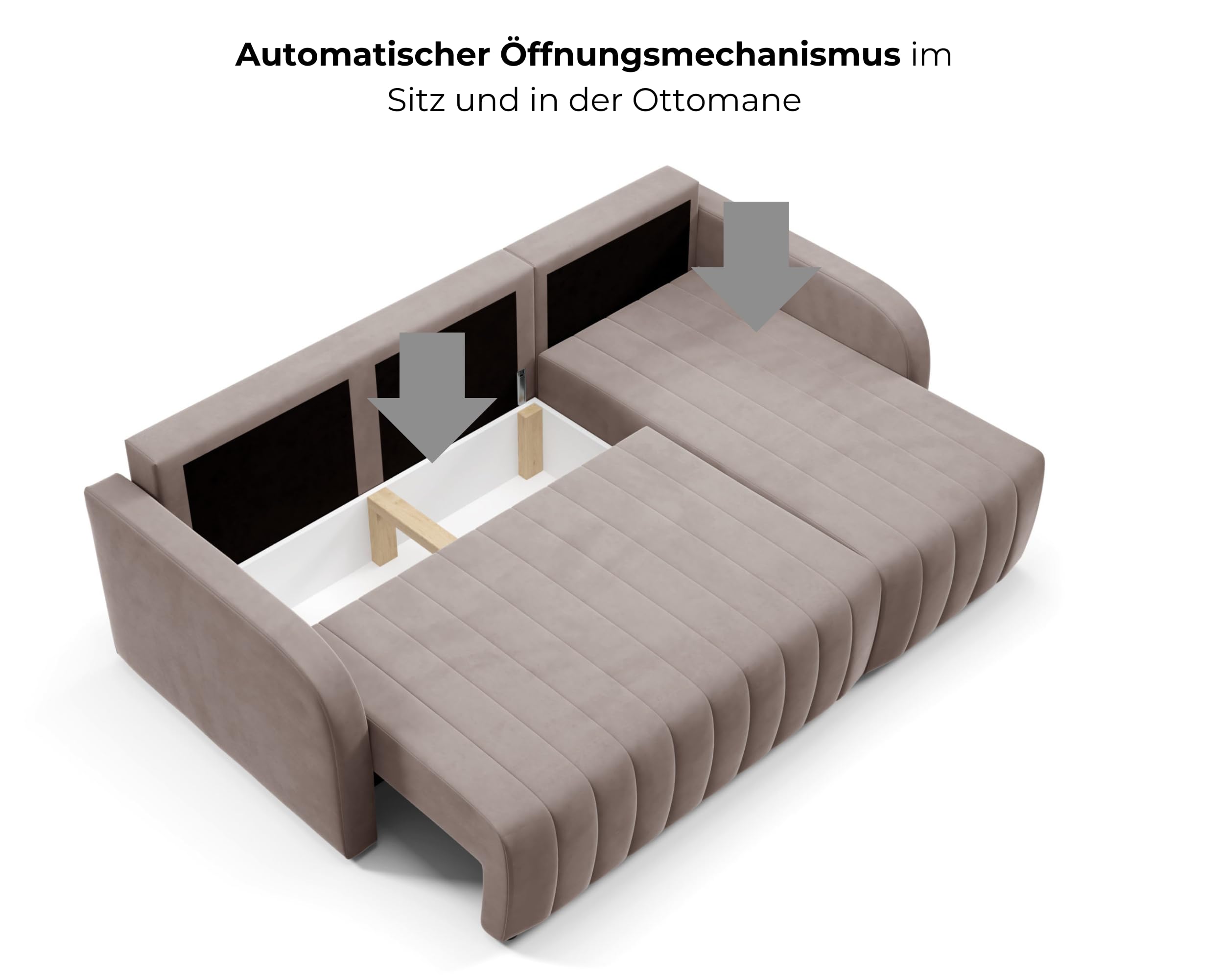 LIKMA Narożnik 224 cm Granatowy Rozkładany Otto Kształt L z Funkcją Spania (200x140 cm) i Pojemnikiem na Pościel Tapicerowana Sofa; Tkanina Trinity 242