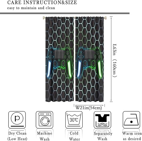 Miniatura 10 de Cortinas de juegos para niños, control de videojuegos para videojuegos, psicodelia, galaxia estrellada, bolsillo para barra, cortinas para ventana,