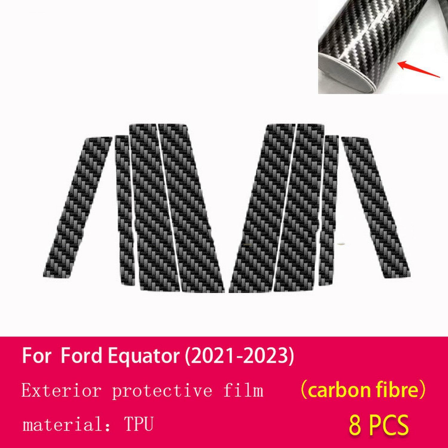 Car Exterior PPF Transparent Protective Film TPU Anti Scratch BC Window Pillar Strip Film ，for Ford Equator 2021-2023