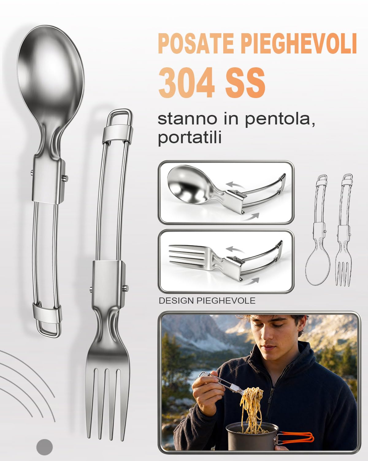 AUTOPkio Set di Pentole da Campeggio Ultraleggero Alluminio,10 Pezzi Cucina Portatile con Mini Stufa Gas, Posate Pieghevoli, Kit da Campeggio per 1-2 Persone, Zaino in Spalla, Escursionismo, Pesca