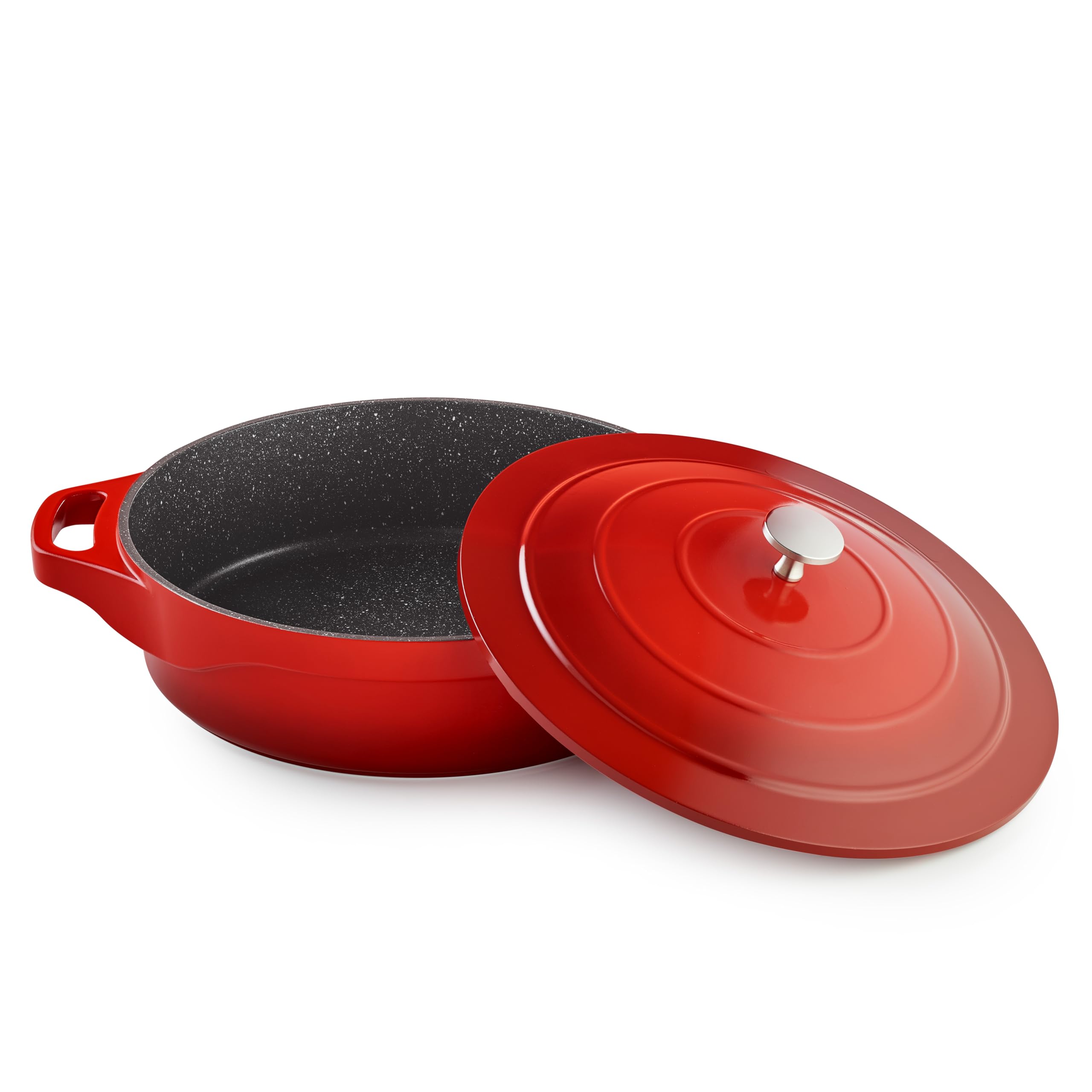 Pradel Excellence - PCUI003005 - Mijoteuse Ø28 cm avec Couvercle - Gamme Magma - Fonte d'Aluminium - Revêtement Antiadhésif façon Pierre - Maniques incluses - Tous Feux, Four, Lave-Vaisselle