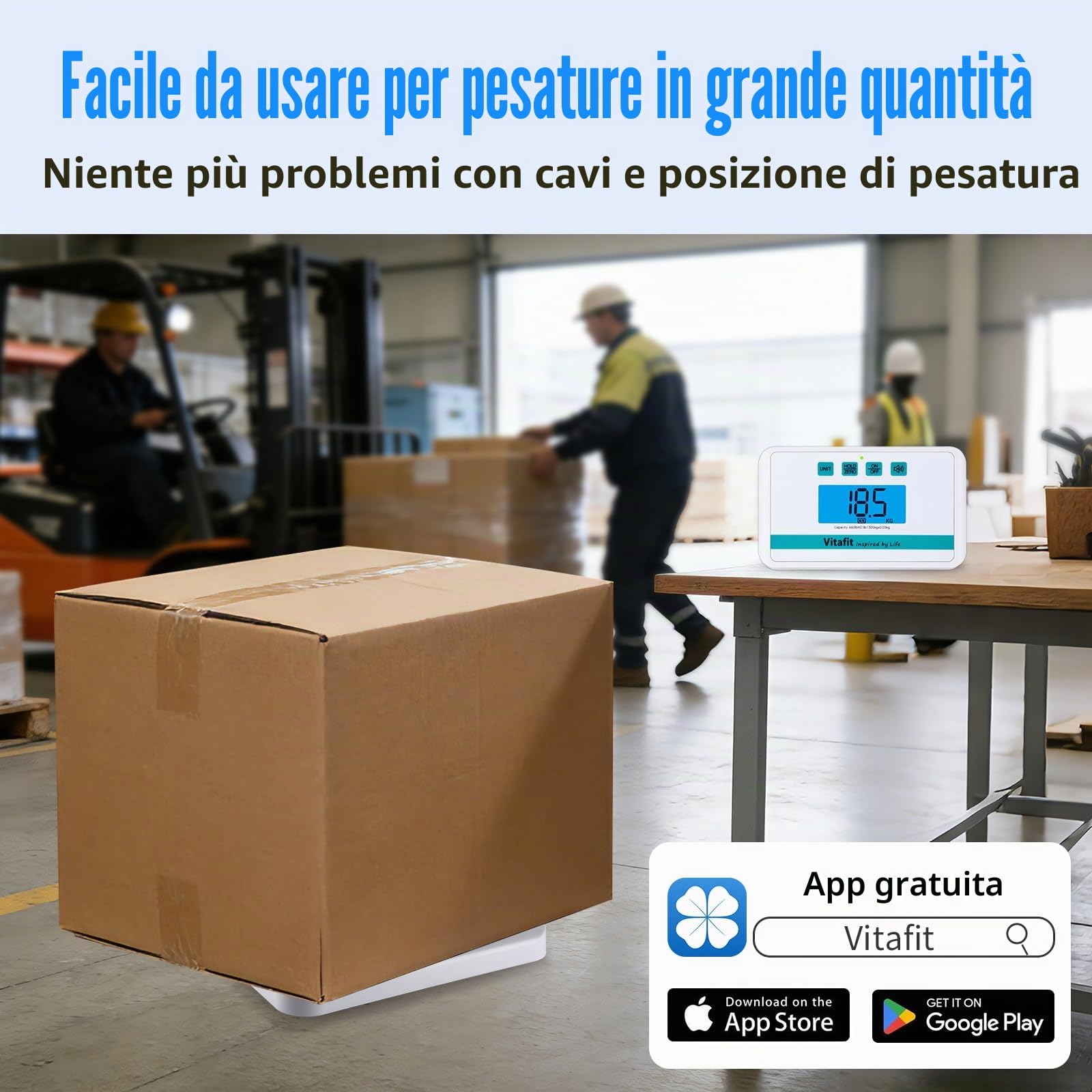 Vitafit Bilancia Medica, 300kg Precisione di 0,05kg dalla Nostra Fabbrica Professionale Dal 2001, Smart Pesapersone Digitale con Piattaforma Antiscivolo 380x330mm, Uso Ospedaliero, Medico e Officina