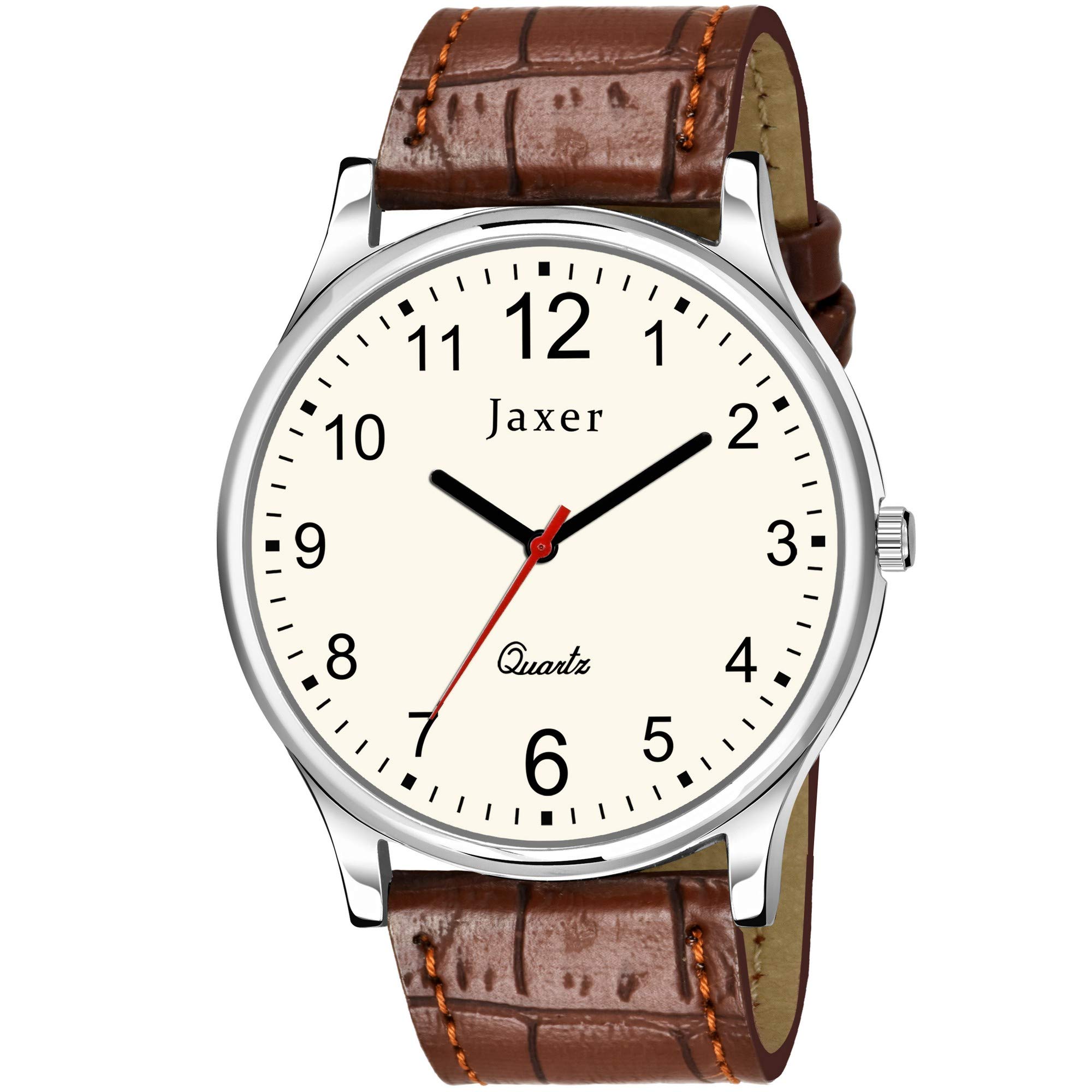 Jaxer Formal Analogue Men Watch (Beige Dial Brown Colored Strap) (B08QJFKMJP) Amazon Price History, Amazon Price Tracker