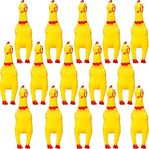 Gejoy 15 juguetes novedosos de goma que gritan pollo queeze, chirriantes, ruidos, chillidos, chillidos, chillidos, chillidos de pollo, novedad,
