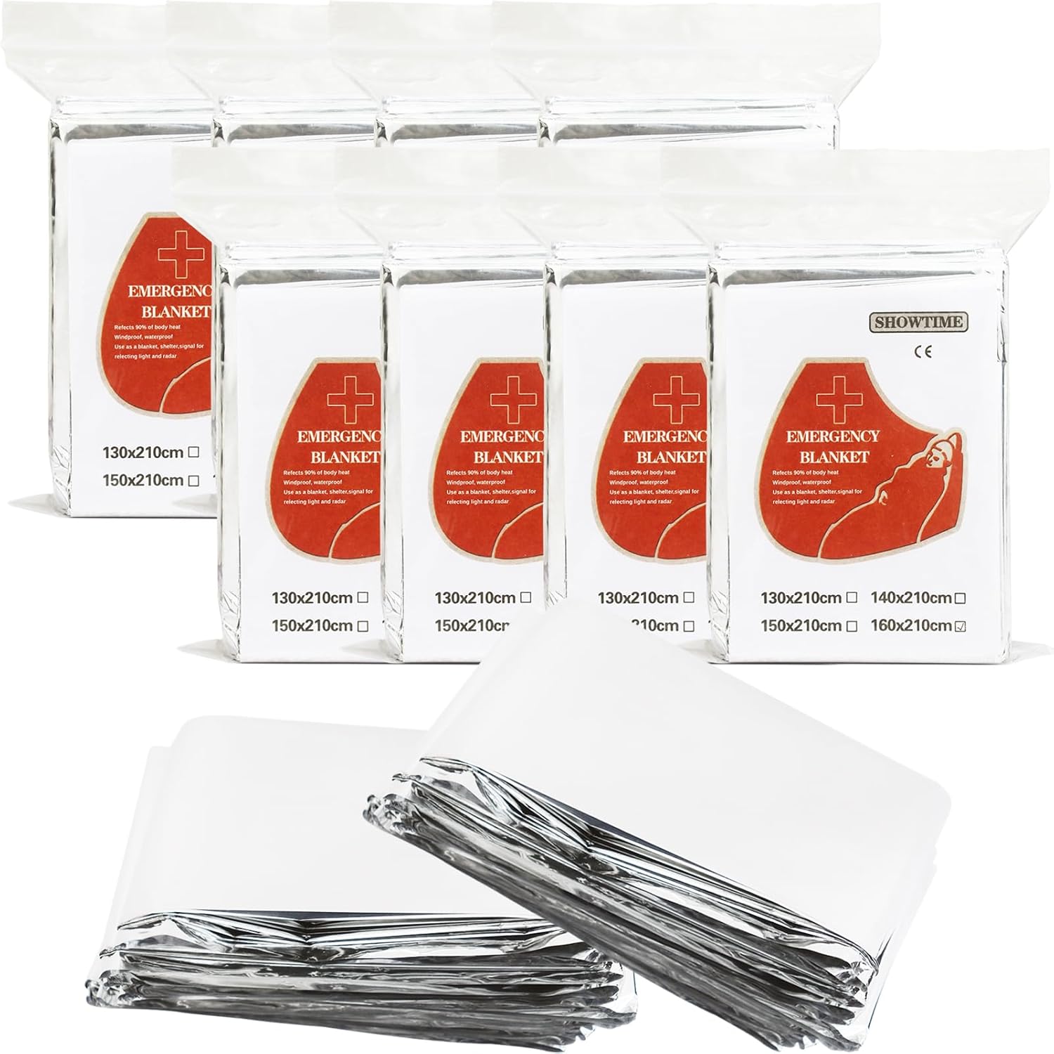 8-Pack Mylar Thermal Blankets for Outdoor Survival & Emergencies 8-Pack Mylar Thermal Blankets for Outdoor Survival & Emergencies