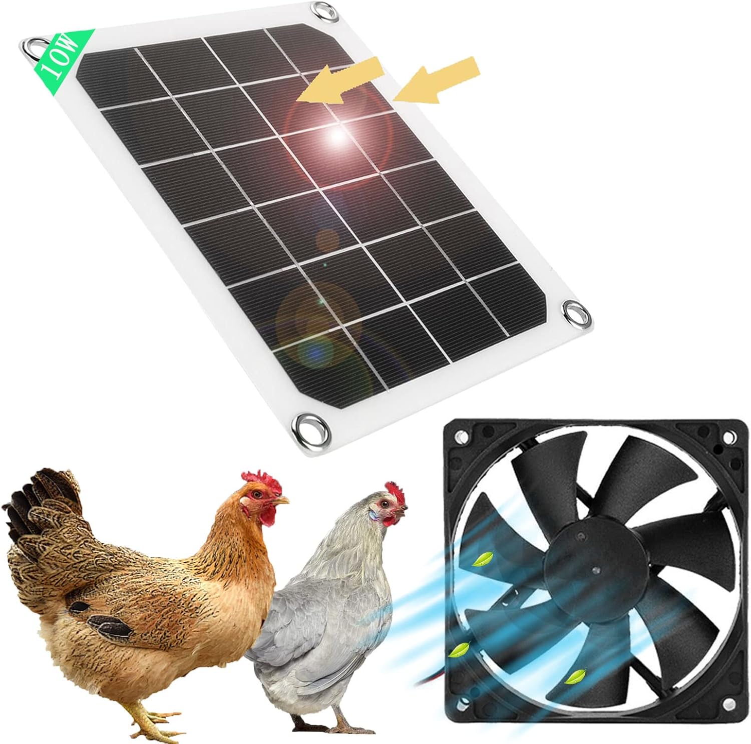 KaSilio Chicken Coops Solar Vent Fan 10W Solar Panel