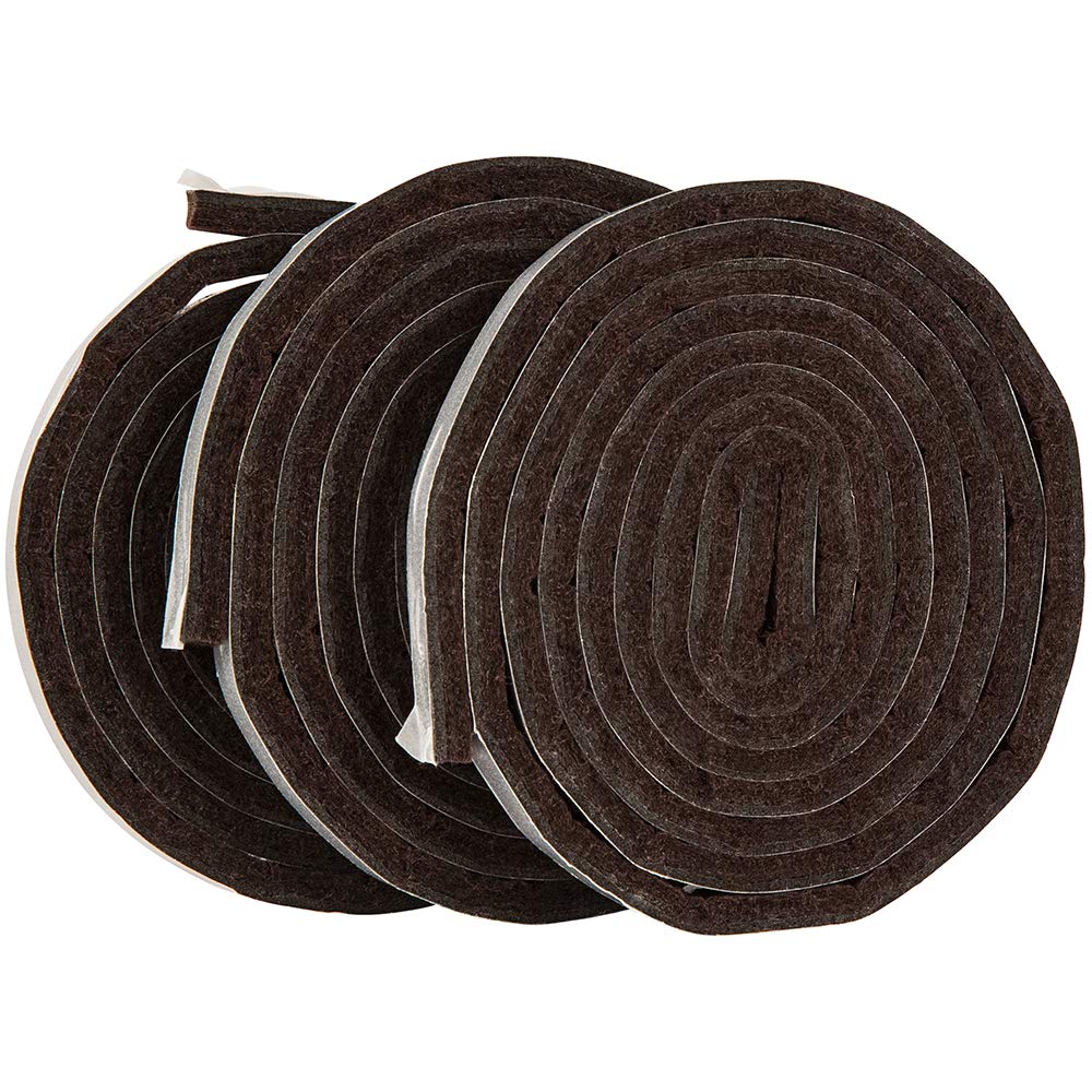 softtouch 1/2" x 60" Self-Stick Heavy Duty Felt Strips with Adhesive Backing, Brown (3 Pack)