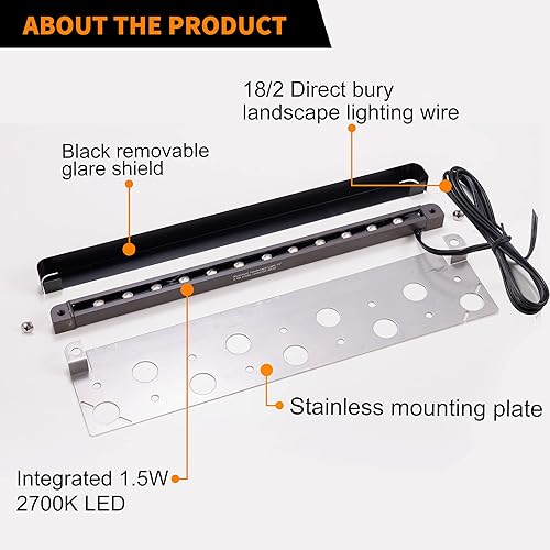 Miniatura 2 de Gardenreet Luz LED Hardscape de 13 pulgadas, luces de pared de contención, luz de paso de pavimentadora de 12V ACDC, carcasa de aluminio fundido,