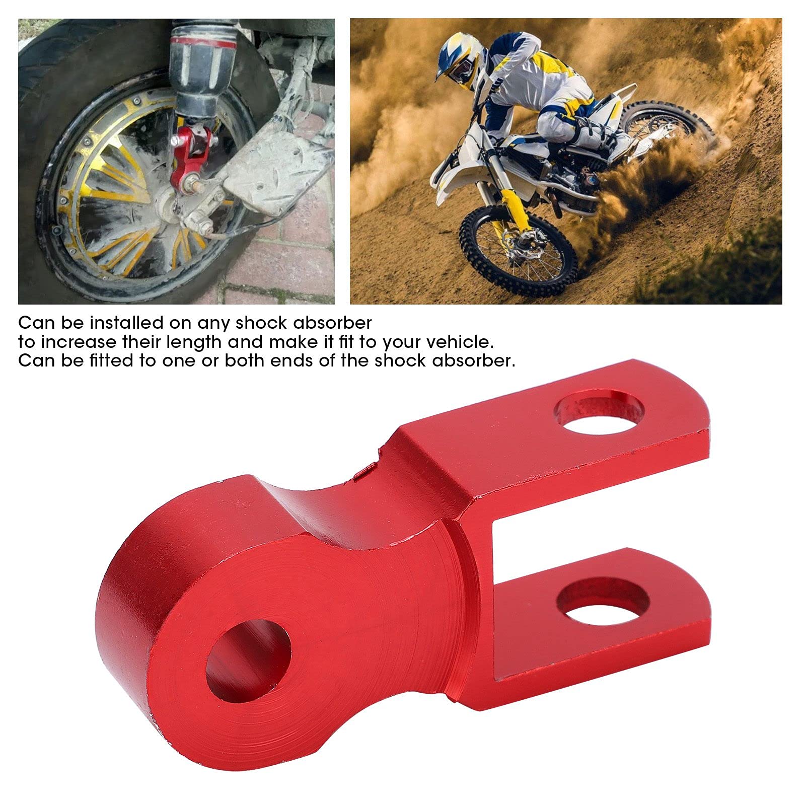 Buachois 2 Pezzi Riser Ammortizzatore Posteriore M10, Prolunga Altezza in Lega di Alluminio per Moto (Rosso)