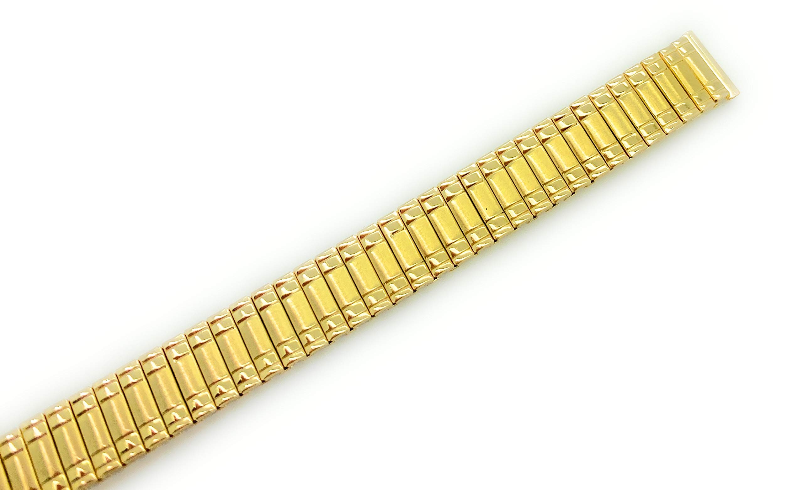 10mm Ladies Shiny Stainless Steel Stretch Expansion Watch Band (Gold)