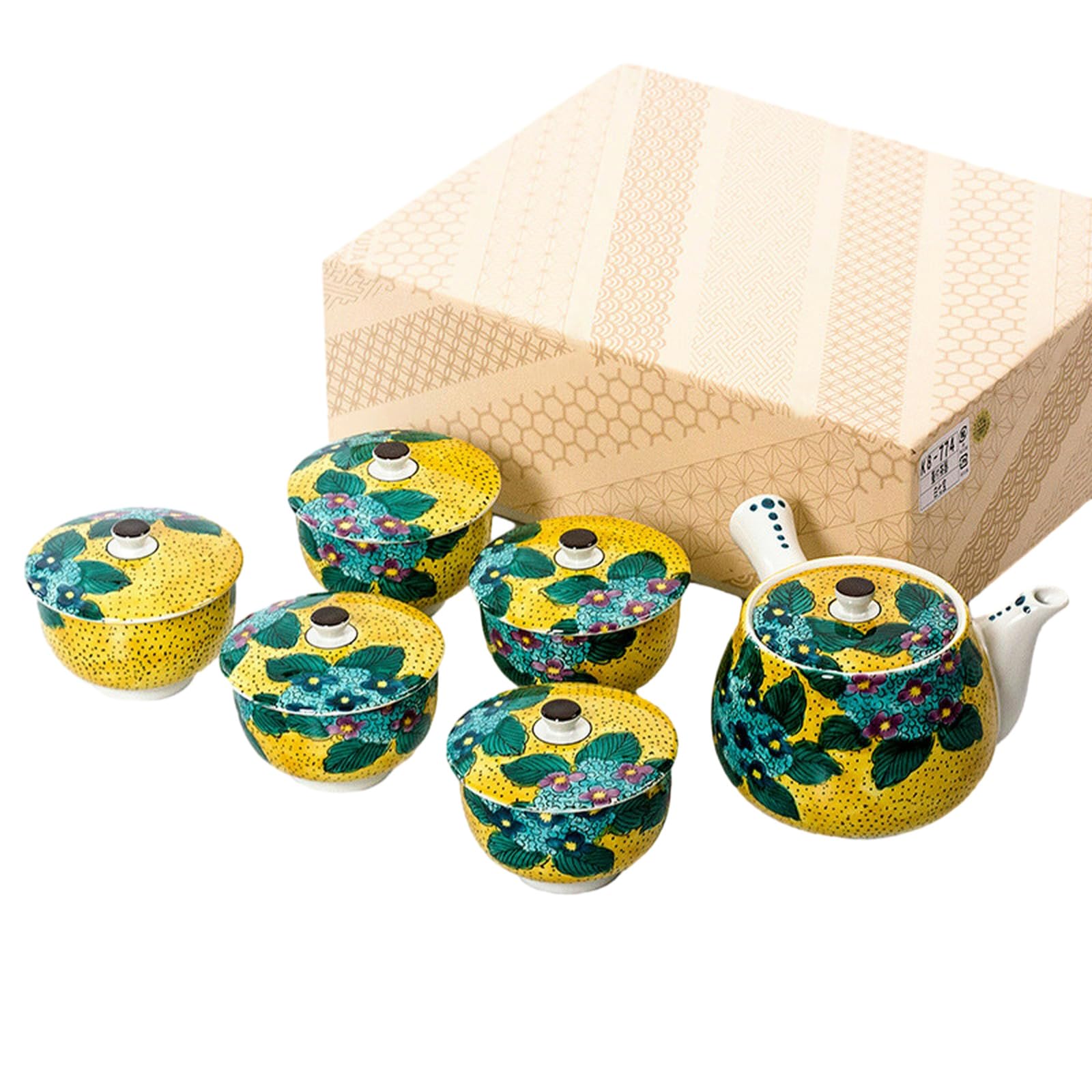 CAPIJIONG Creative Flower - Juego de té de cerámica japonesa Kung Fu para té de la tarde en casa, flor Ziyang, una olla de cinco tazas de tapa, té,
