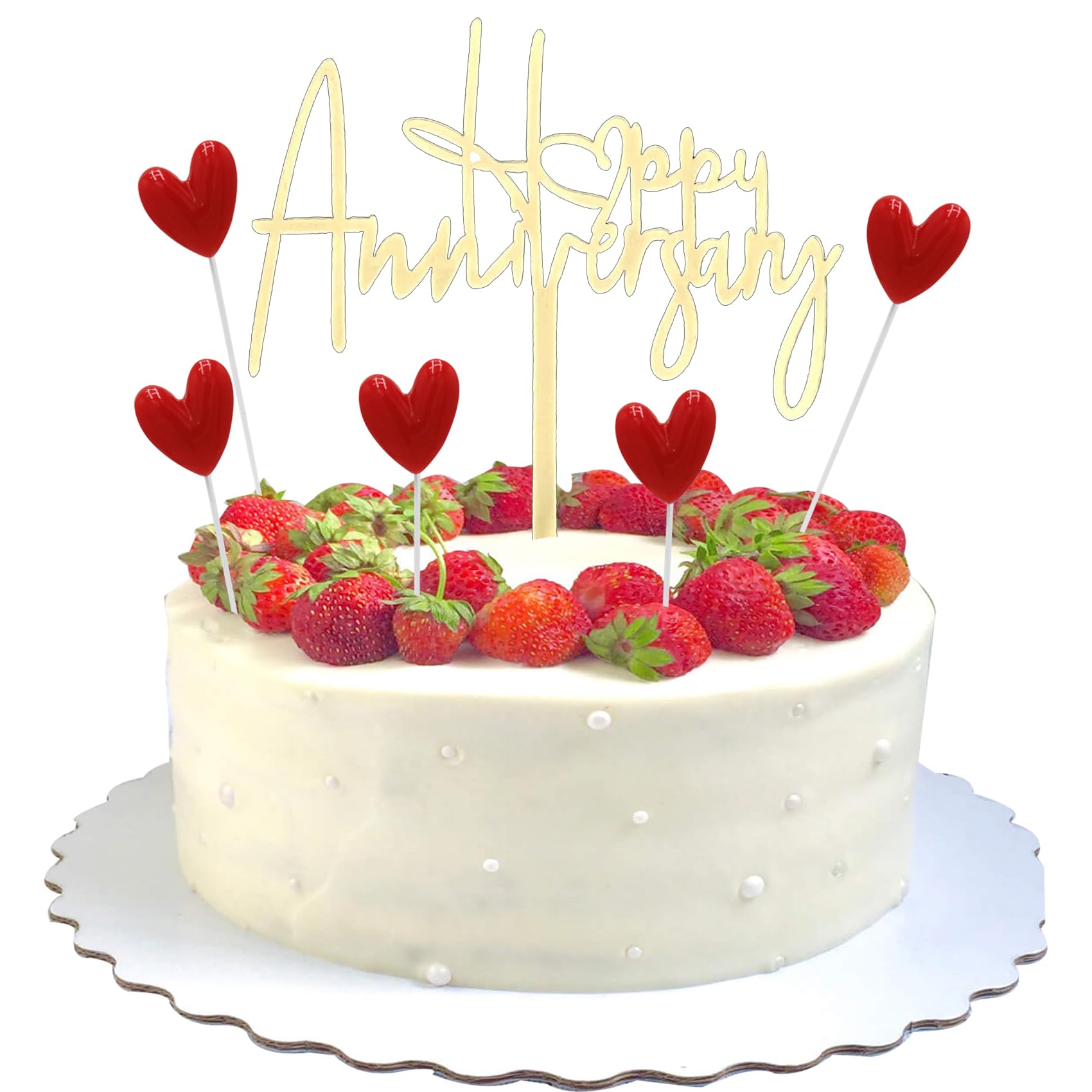 Photo 1 of ***STOCK IMAGE FOR REFERENCE***
Happy Anniversary Cake Topper Happy Anniversary Cake Decorations for Party Decorations (middle heart)