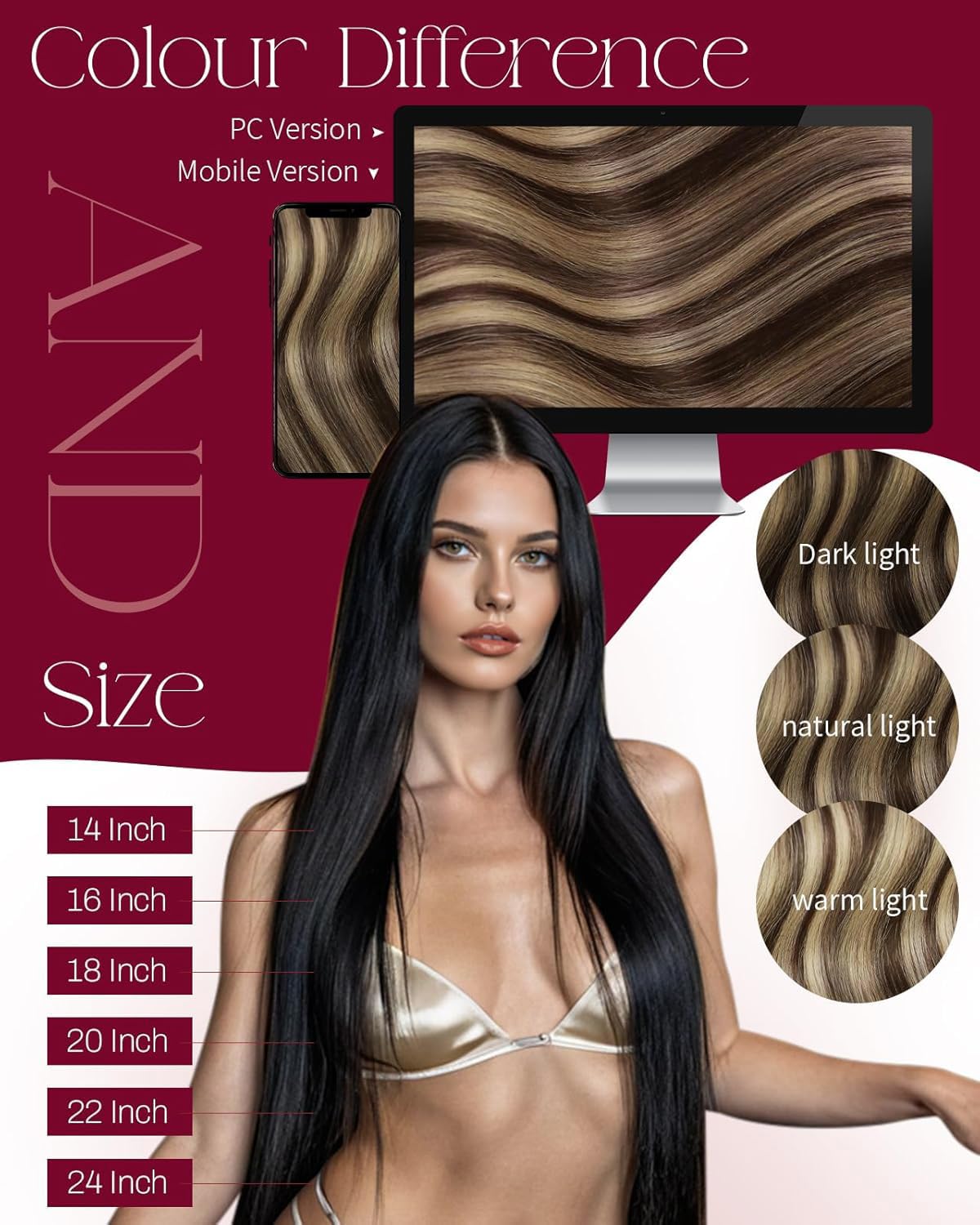 Moresoo Weft Hair Extensions Real Human Hair Medium Brown Highlighted Platinum Blonde Sew in Human Hair Extensions Brown to Blonde Full Head Remy Straight 18 Inch 100g/Pack #P6/60 — view 42