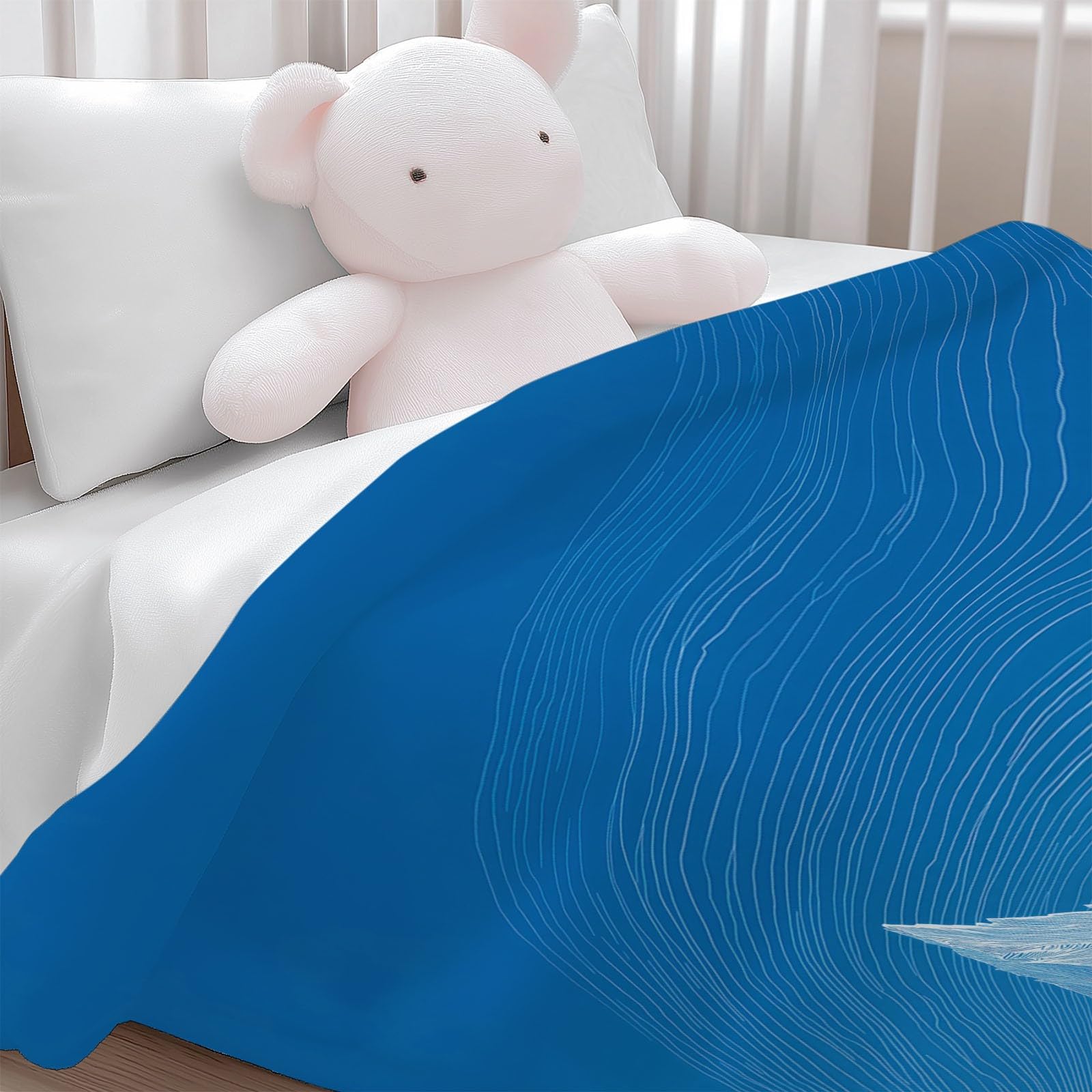 Générique 3D Couverture de Flanelle Polaire Plaid 150 x 200 cm, Couverture Imprimé Motif Abstrait Montagnes Océan Minimalisme eté de Canapé Douillette Bleu Confortable pour Chaise Lit Voyage
