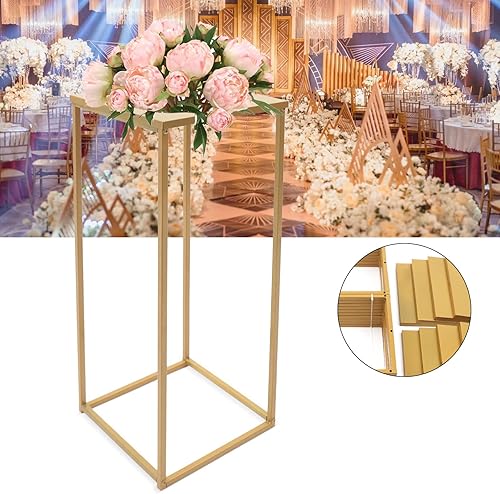 Miniatura 5 de 10 Uds. Florero de piso de flores, columna de metal, arreglo floral, estante de exhibición de mesa dorado, telón de fondo floral para centro de mesa