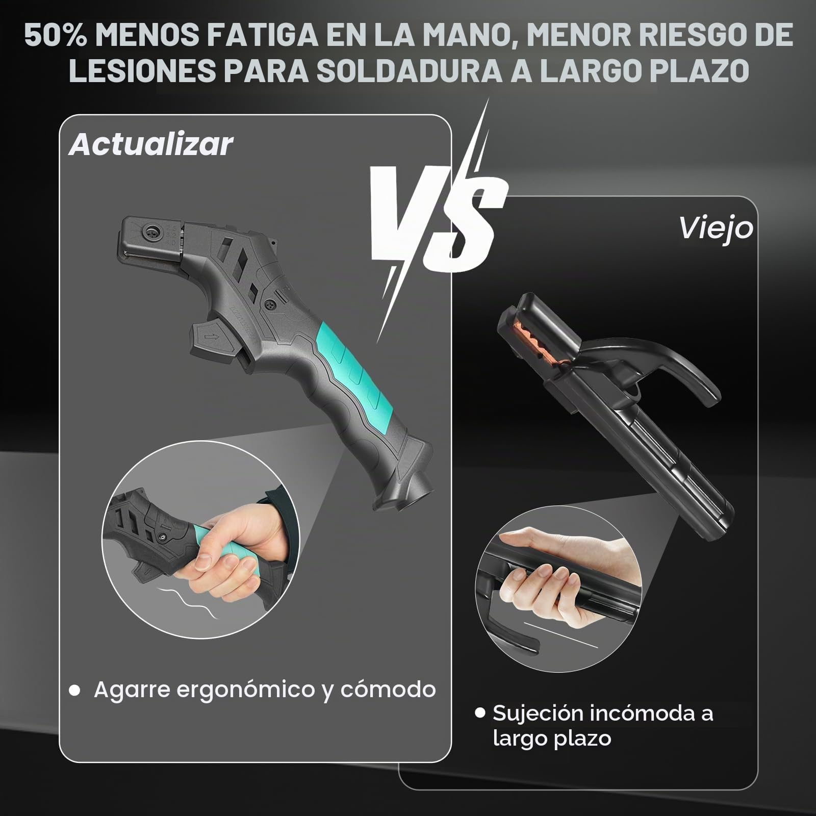 SSimder Welding Stinger - Soporte ergonómico para electrodos de cobre de 600 amperios, soporte de varilla de soldadura resistente con ángulo múltiple (90°/135°/170°) para soldadura en barra