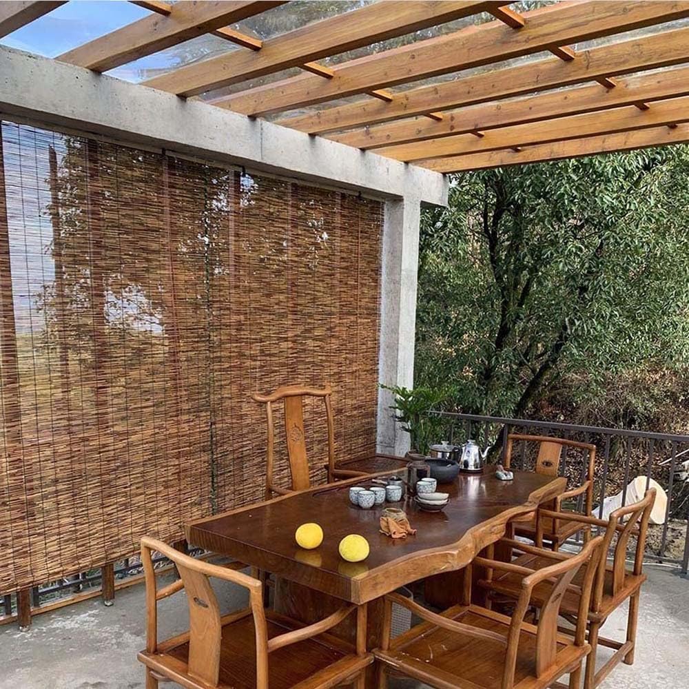 Bamboe Rolgordijnen Patio Bamboe Schaduwen, Bamboe Romeinse Rolgordijnen Binnen/buiten Veranda Privacy Jaloezieën,B 50 60 90 100 120 130 140 150cm Verduisterende Raamschermen (Size : 130x120cm