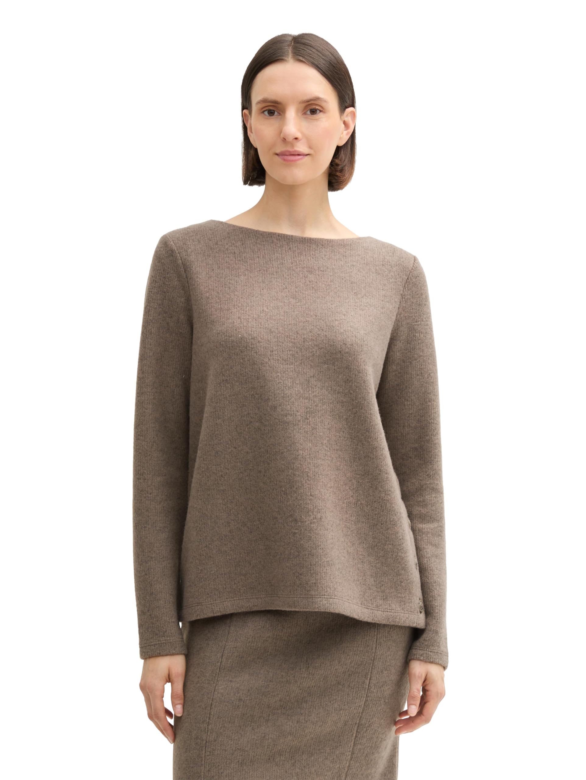 Tom Tailor Damen 1043760 Plussize Cosy Sweatshirt mit Knöpfen