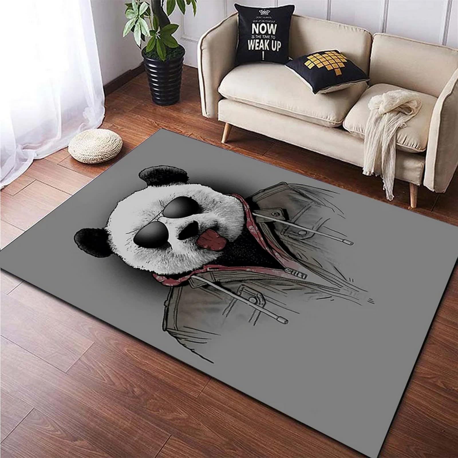 Morbido Tappeto Da Camera Stampato In 3D Panda Animale 180 X 280 Cm - Tappeto Antiscivolo Con Moquette A Pelo Corto - Zerbino Decorativo Per La Casa - Lavabile - Antimacchia, Non Perde Peluc -4A4P5K9J