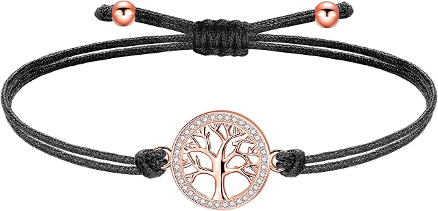 ZENI Tree of Life Bracelet for Women Girls Handmade Filigree Cord Colorful Chain Adjustable Jewellery Love Friendship Birthday Communion Gift