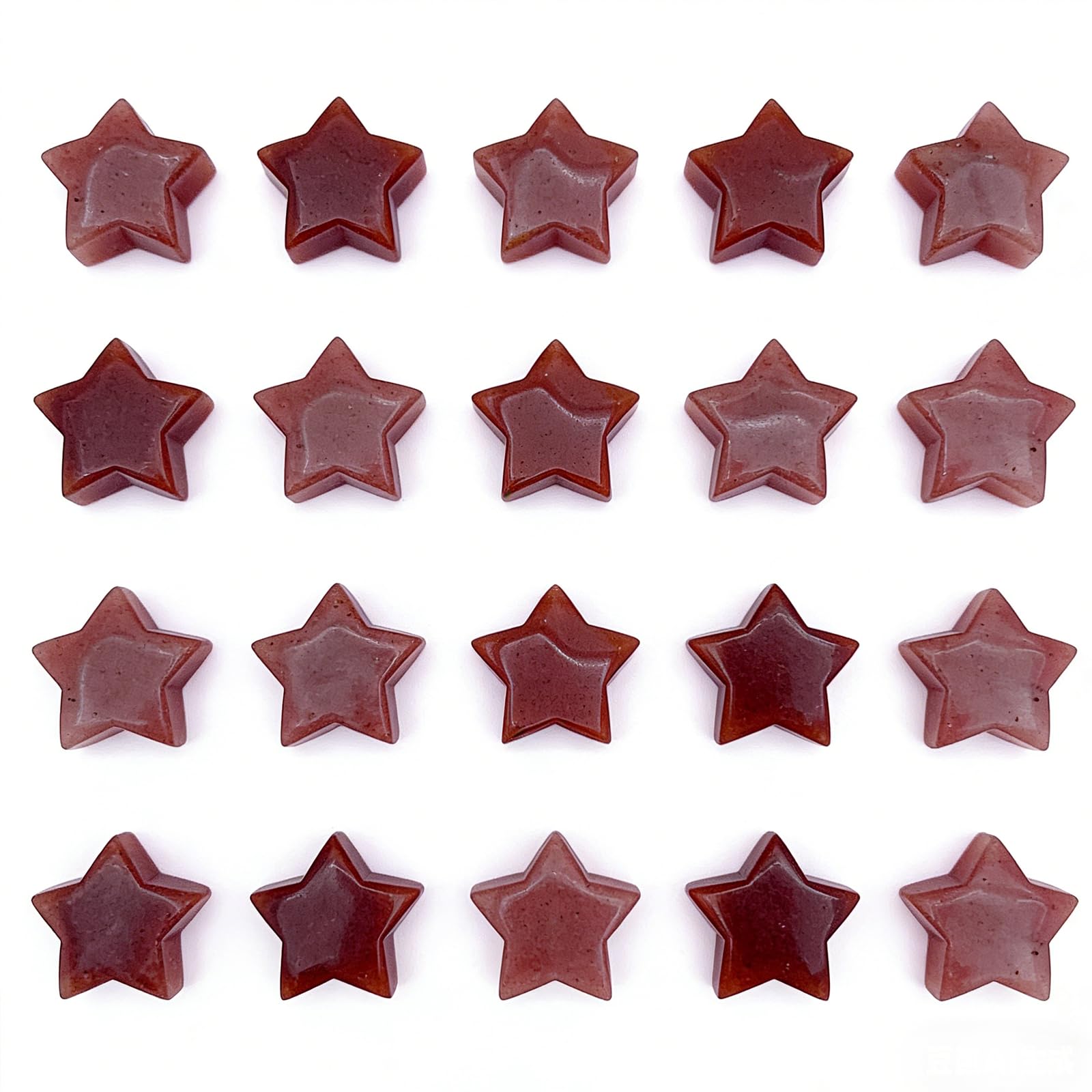 Stern Kristalle Steine Set,20 Stück Natürliche Sterne Edelsteine,Poliert Steine,Glückssteine,Dekosteine für Dekoration und Reiki Heilung(Farbverlauf Rot)