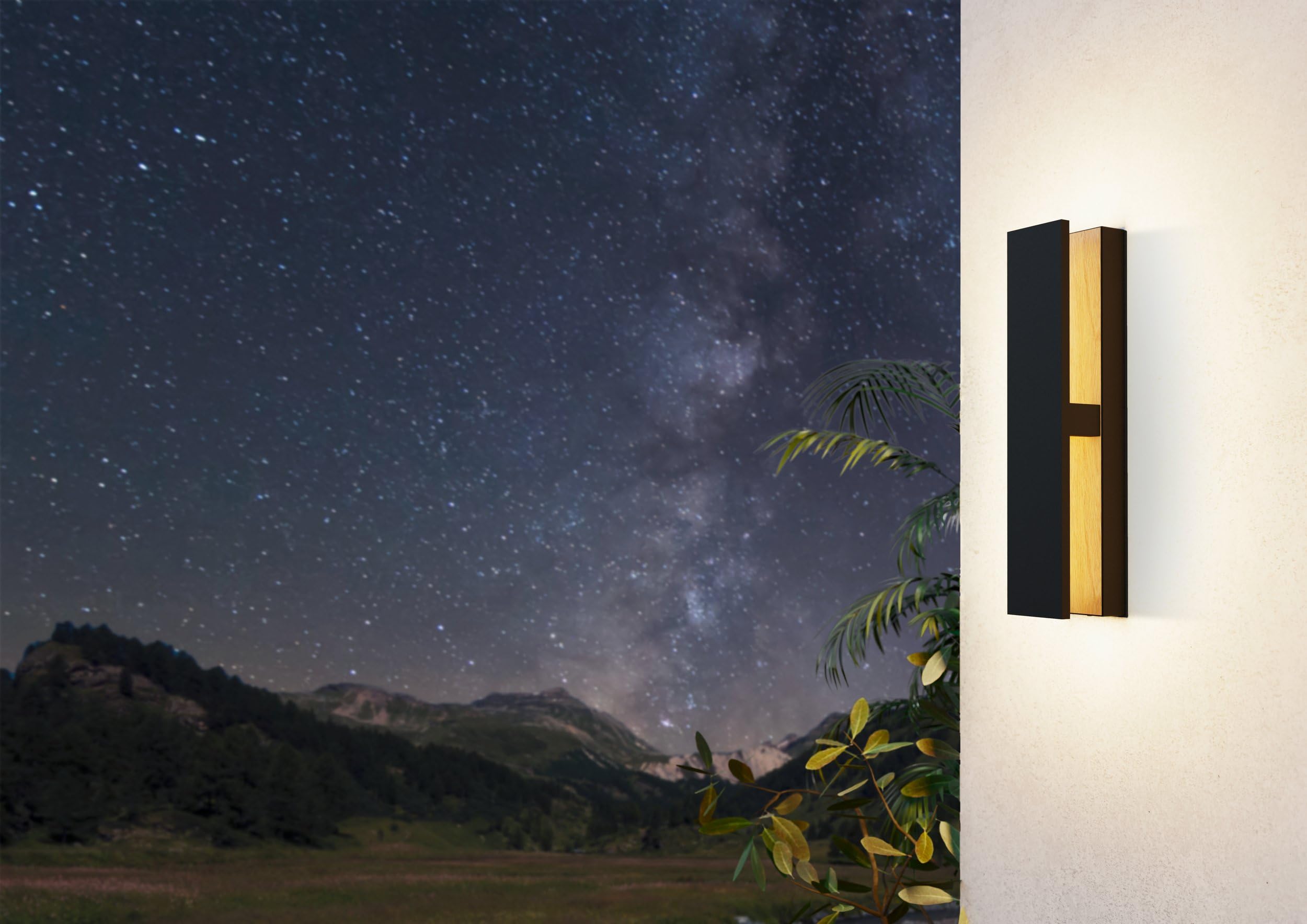 EGLO LED Außenleuchte Costorio Wandleuchte außen | aus Aluminium in Schwarz und Holz-Optik, Wand Außenbeleuchtung warmweiß, Außenlampe IP44