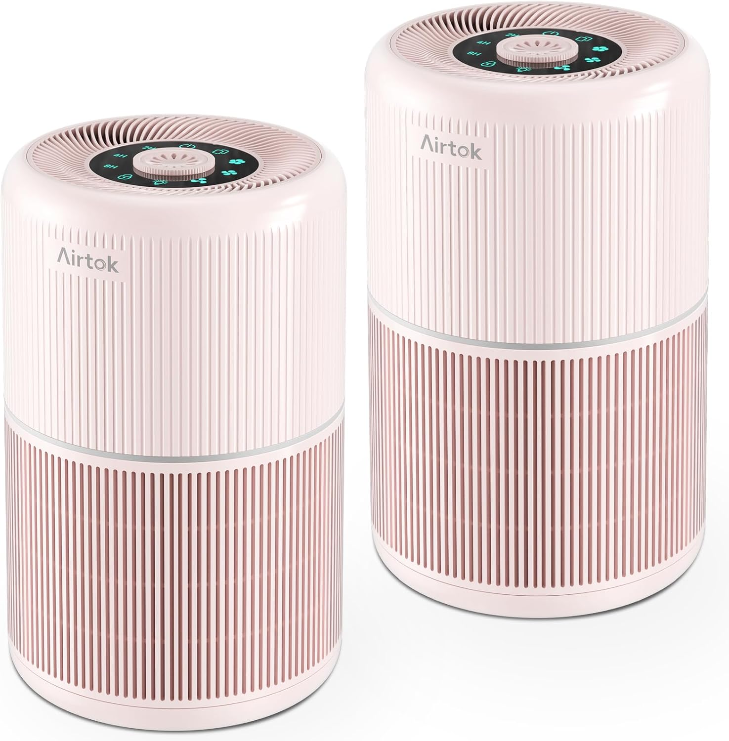 AIRTOK 2 Pack Air Purifier for Home Bedroom, Office Desktop Air Cleaners with 12pcs Fragrance Sponge, H13 HEPA Filter, 4 Stage Filtration up to 376 sqft Black Available for California