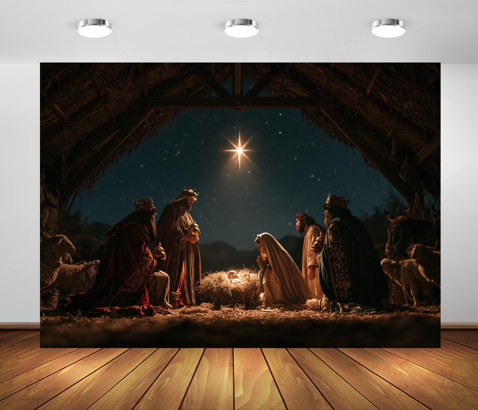 10x8FT (3x2.5m) Re Magi Adorano Gesù Bambino Sfondo Fotografico